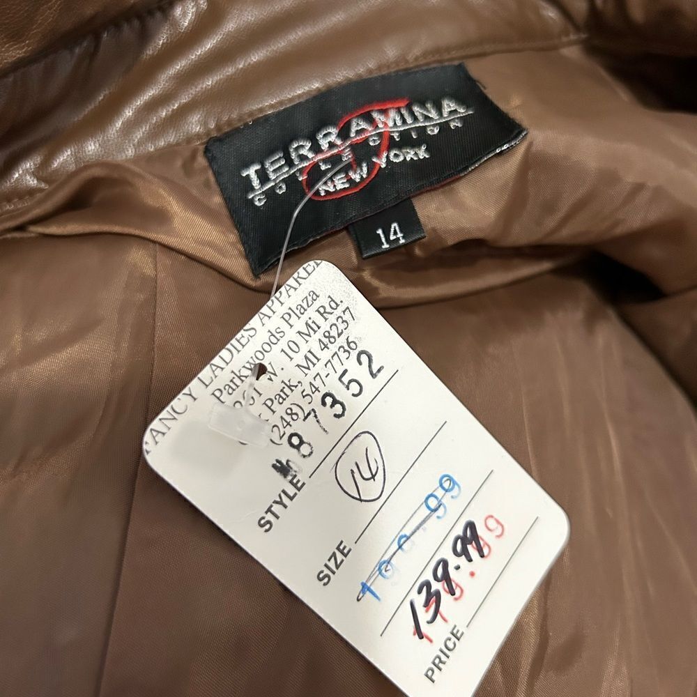 NWT Faux Leather Brown Studded Dress -Size 14 - Picture 13 of 13